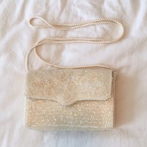 Pearl White Beaded Vintage Crossbody